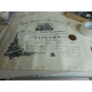 Antique 1919 Bloomsburg, PA 1919 HIgh School Diploma Unframed 19 x 24 - Estate F